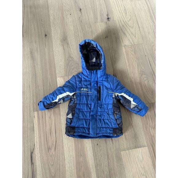 London Fog Boys Blue Fleece Lined Full Zip Hooded Puff Winter Snow Coat Size 4 - Picture 1 of 9